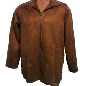 Marla Layers Wynne Reversible Boucle Faux Suede Coat 770-343 Pecan Large